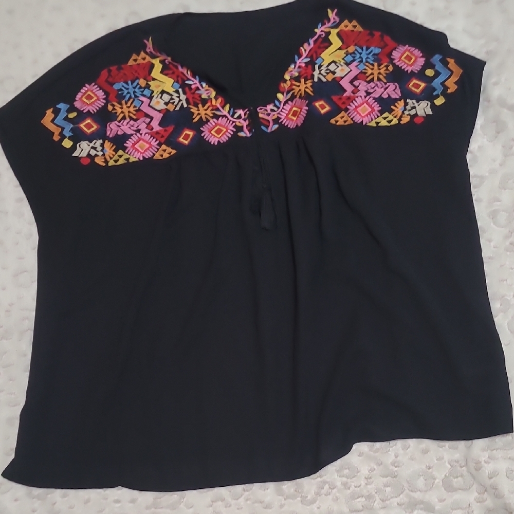 SHEIN Black Embellished Sleeveless Blouse